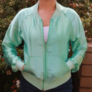 Mint green Silk Bomber Jacket